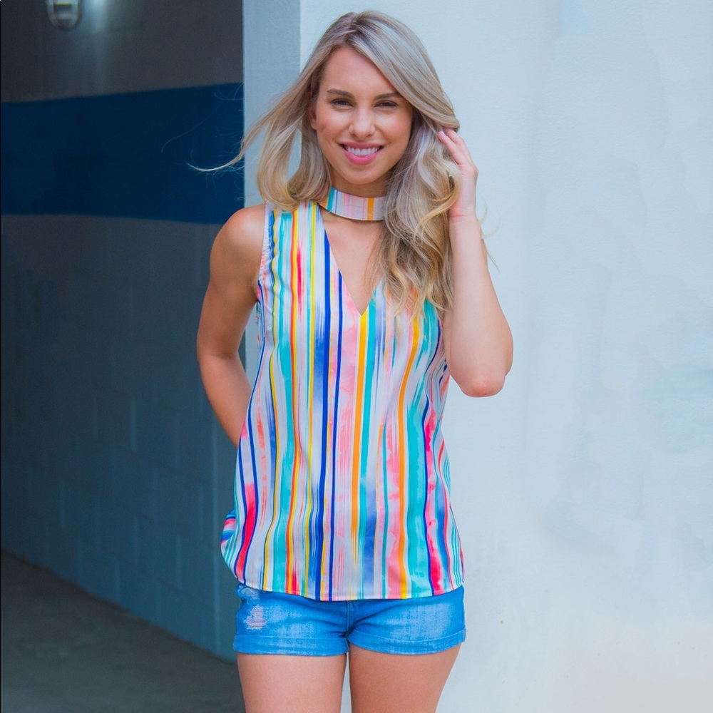 NWT- multi colored collared top